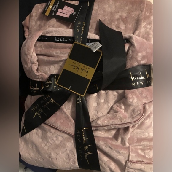 Nicole Miller New York plush mauve notch collar 2pc loungewear pajama set size M - Picture 3 of 13